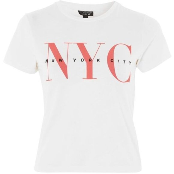 TopShop 'Nyc' Slogan Neat T-Shirt - Picture 1 of 1